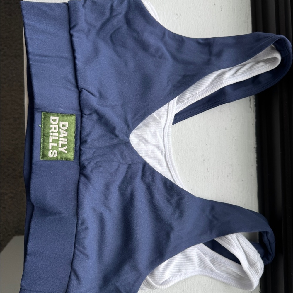 Daily Drills Navy layered reversible bra and shorts set